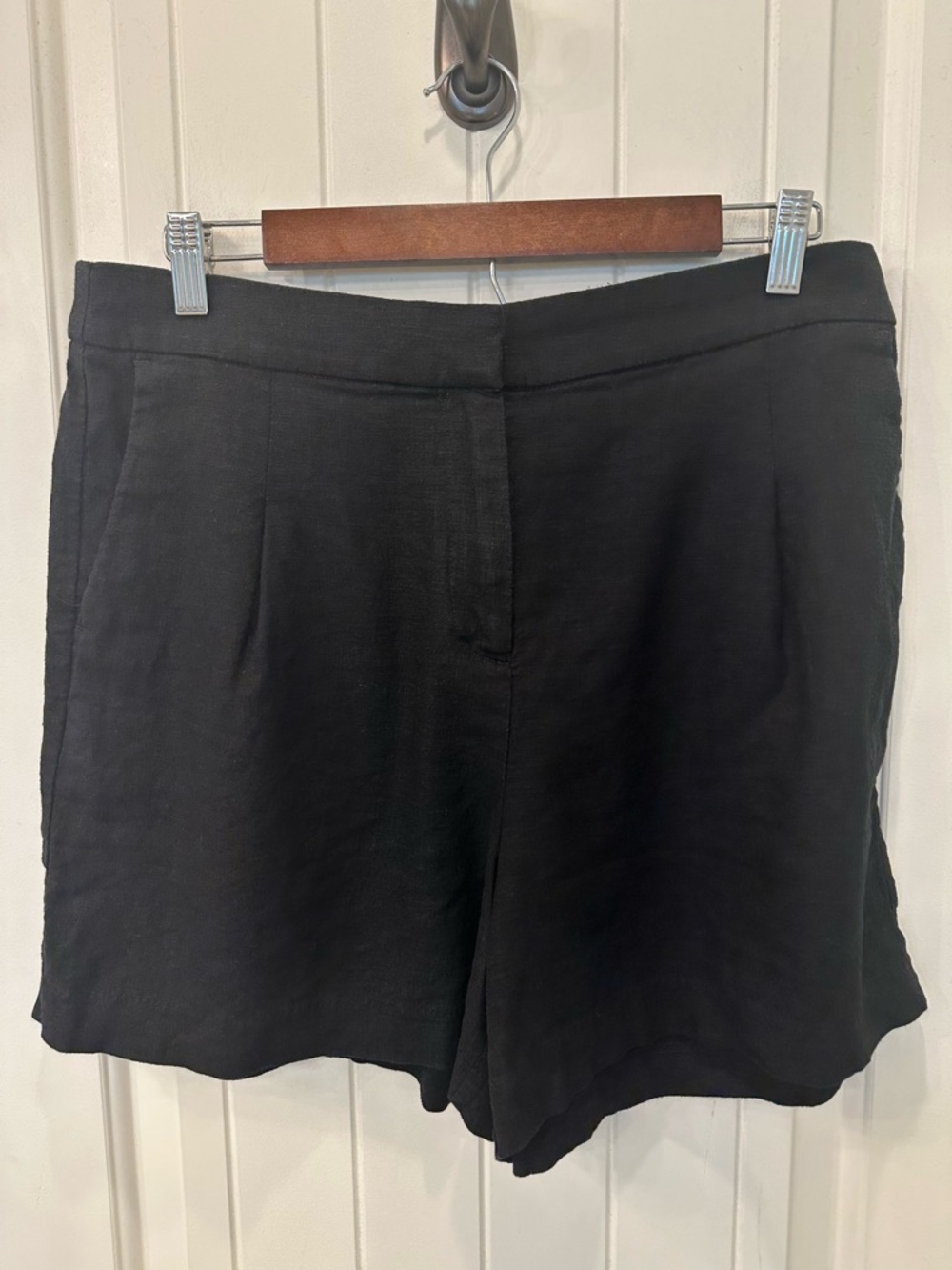 J.Crew Chic Black Linen Blend Pleated Trouser Shorts - Size 12